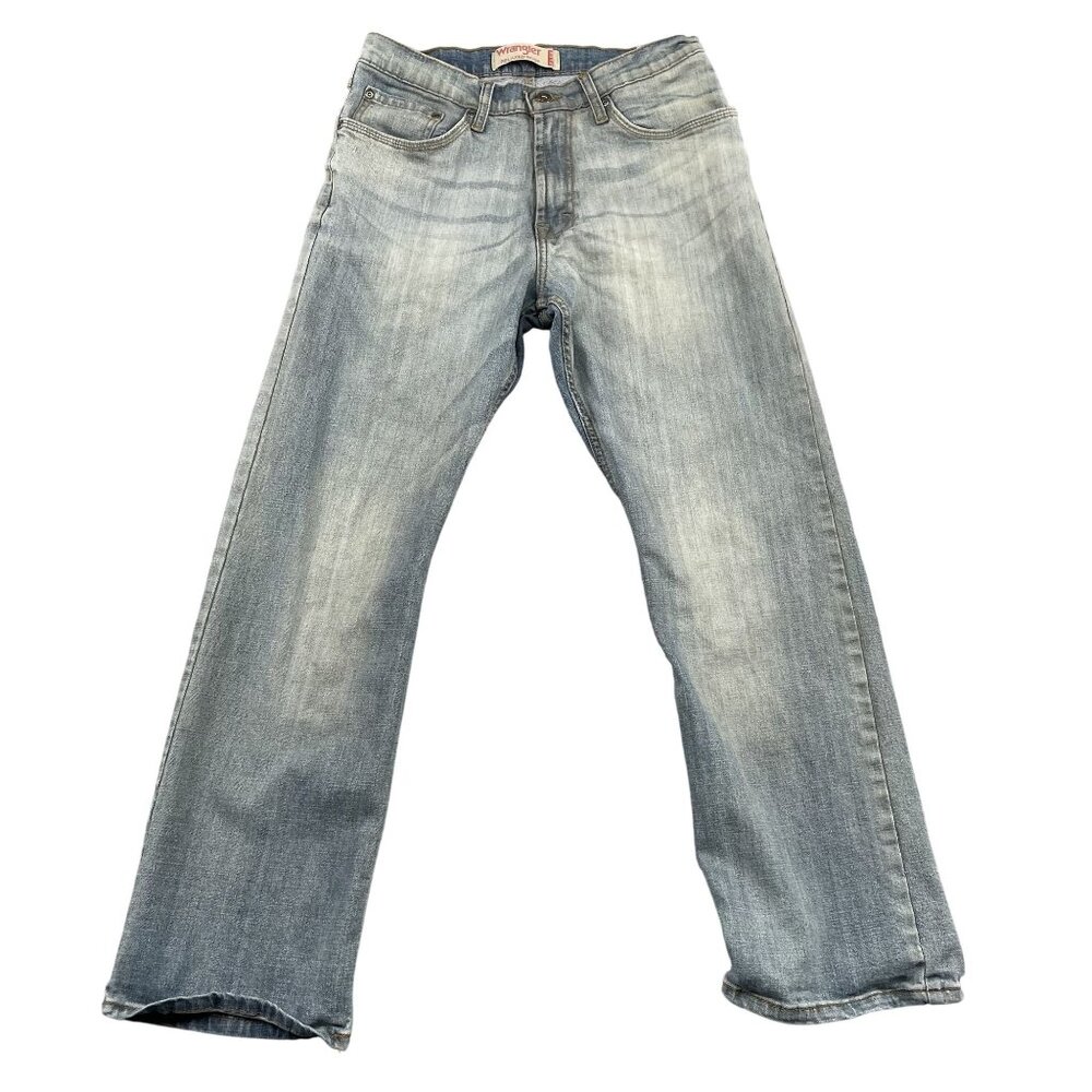 Y2K Wrangler Jeans Mens 33x30 Blue Dirty Denim Flex Relaxed Boot Cut